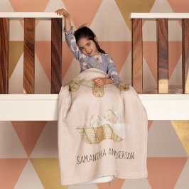 Modern Beauty Pastel Rosa Kid Namn Fleecefilt