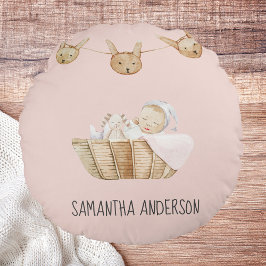 Modern Beauty Pastel Rosa Kid Namn Rund Kudde