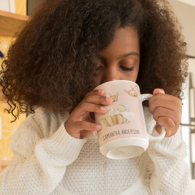 Modern Beauty Pastel Rosa Kid Namn Två-Tonad Mugg (Skapare uppladdad)