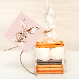 Modern Beauty Pastel Rosa Watercolor Bunny Loely Gåvor Etiketter