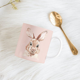 Modern Beauty Pastel Rosa Watercolor Bunny Loely Kaffemugg