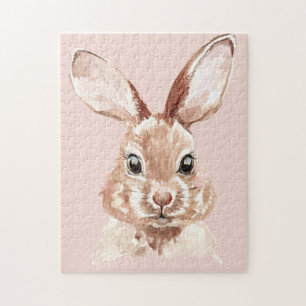 Modern Beauty Pastel Rosa Watercolor Bunny Loely Pussel