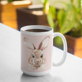 Modern Beauty Pastel Rosa Watercolor Bunny Loely Två-Tonad Mugg