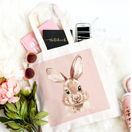 Modern Beauty Pastel Rosa Watercolor Bunny Loely Tygkasse