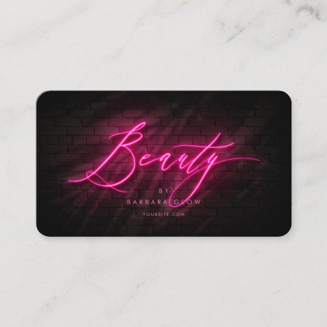 Modern Beauty Salon Cosmetolog Shock rosa Neon Visitkort (Framsida)