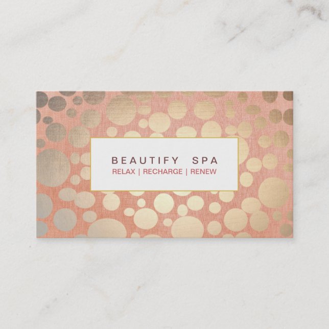 Modern Beauty Salon & Spa Faux Guld Coral Rosa Visitkort (Framsida)