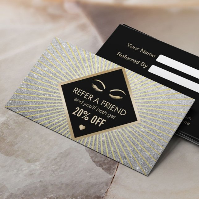 Modern Beauty Salon SPA Silver Glitter Rabattkort (Skapare uppladdad)