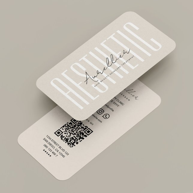 Modern Beauty Stylist Aesthetic Sand Beige Visitkort (Modern Beauty Stylist Aesthetic Sand Beige Business Card
)
