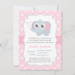 Modern Bebis Elefant Prickiga Baby Shower Inbjudningar