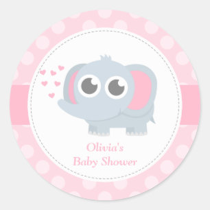 Modern Bebis Elefant Prickiga Baby Shower Runt Klistermärke