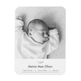 Modern Bebis Födelse Tillkännagivande Fotokort Magnet
