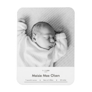 Modern Bebis Födelse Tillkännagivande Fotokort Magnet