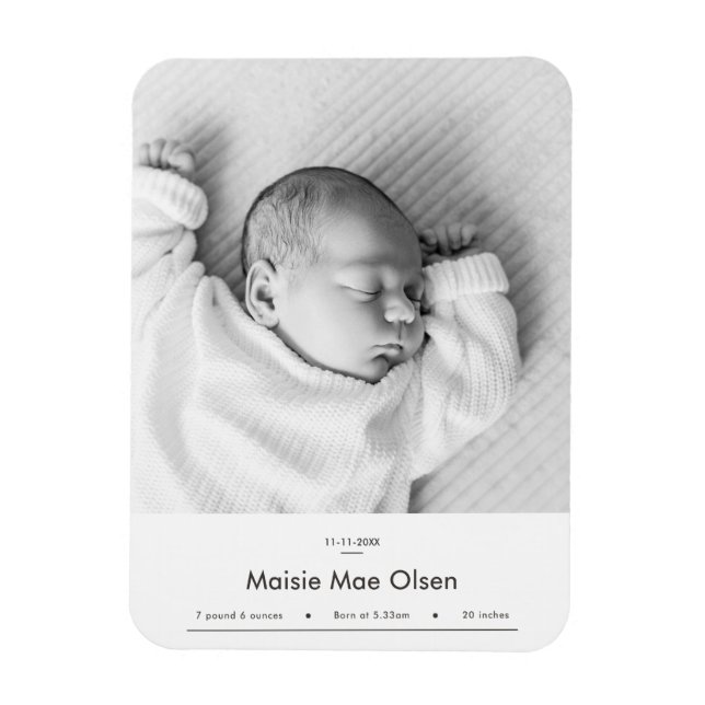 Modern Bebis Födelse Tillkännagivande Fotokort Magnet (Vertikal)