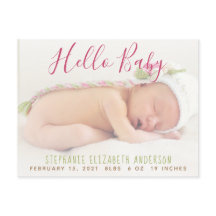 Modern Bebis Foto Födelse Annonserings Postkort