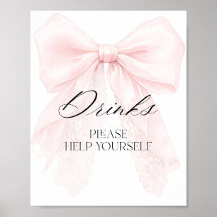 Modern bebisfest med rosa band flicka dryckesbar s poster