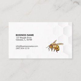 Modern Bee and Honeycomb Watermark White Visitkort