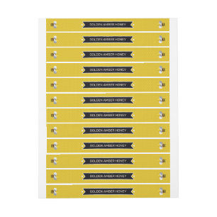 Modern Bee Icon Guld Honung Burk Lid Label Etikettband