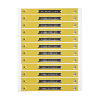 Modern Bee Icon Guld Honung Burk Lid Label Etikettband