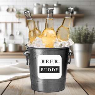 Modern Beer Buddy Black Funny Citat Fyrkantigt Klistermärke