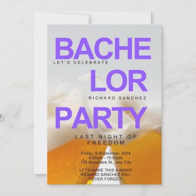 Modern Beer Inspired Bachelor Party-inbjudan Inbjudningar (Framsida)