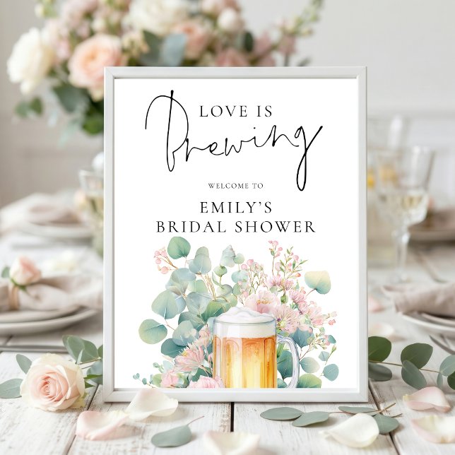 Modern Beer Love is Brewing Welcome Bridal Shower Poster (Skapare uppladdad)