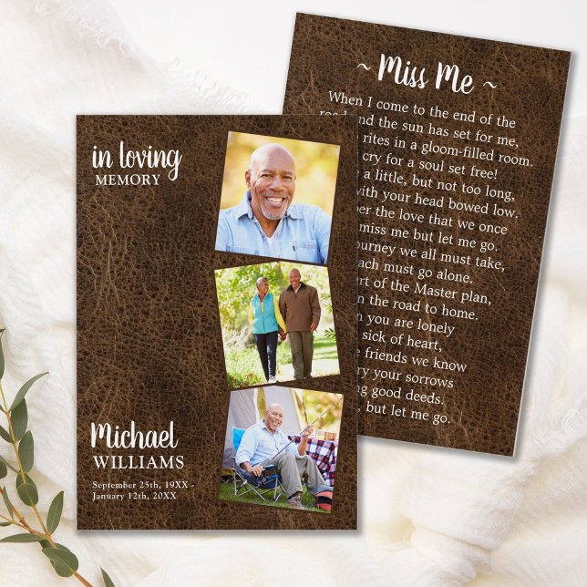 Modern begravning 3-fotominnesparkeringskort visitkort (Skapare uppladdad)