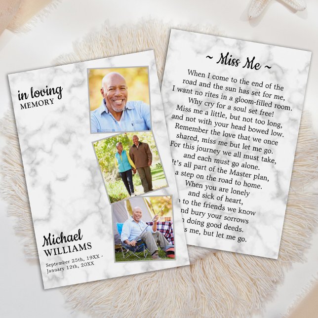 Modern begravning 3-fotominnesparkeringskort visitkort (Skapare uppladdad)