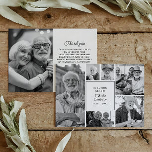 Modern begravnings-/minneskollage med 6 foton tack kort