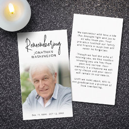 Modern begravningsfotopåminnelse om Namn Prayer Ca Visitkort