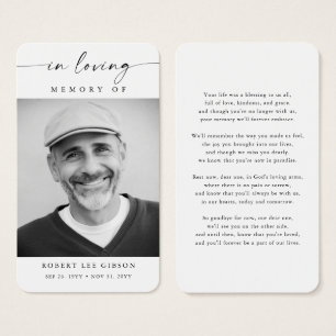Modern begravningsfotosympati för memoriaportet visitkort