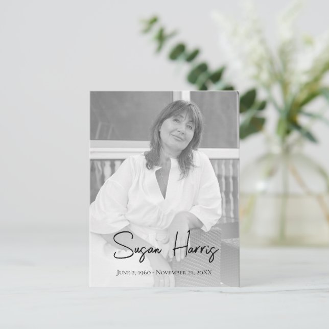 Modern Begravningsprogram för Livets Firande  Vykort (Stående Fram)