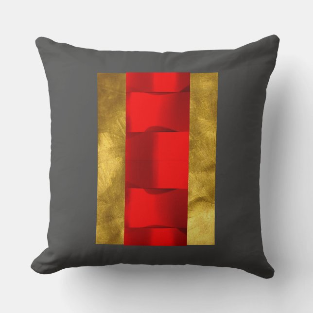 Modern Behålla Guld 3D Red Grått Pillow Kudde (Framsida)