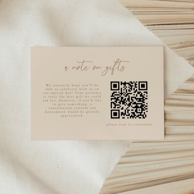 Modern Beige A Notis Om Gåvor QR-kod Tilläggskort (Skapare uppladdad)