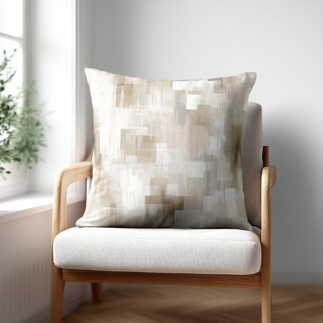 Modern Beige Abstrakt Kudde (Skapare uppladdad)