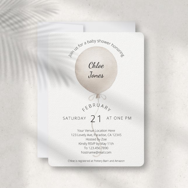 Modern Beige Balloon Baby Shower Inbjudningar (Skapare uppladdad)