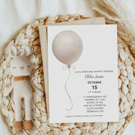 Modern Beige Balloon Boho Baby Shower Inbjudningar