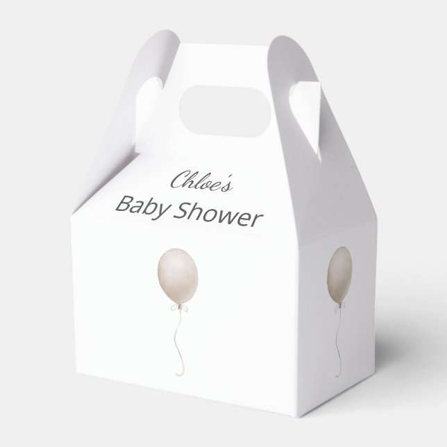 Modern Beige Balloon Boho Baby Shower Presentaskar (Framsidan Sidan)