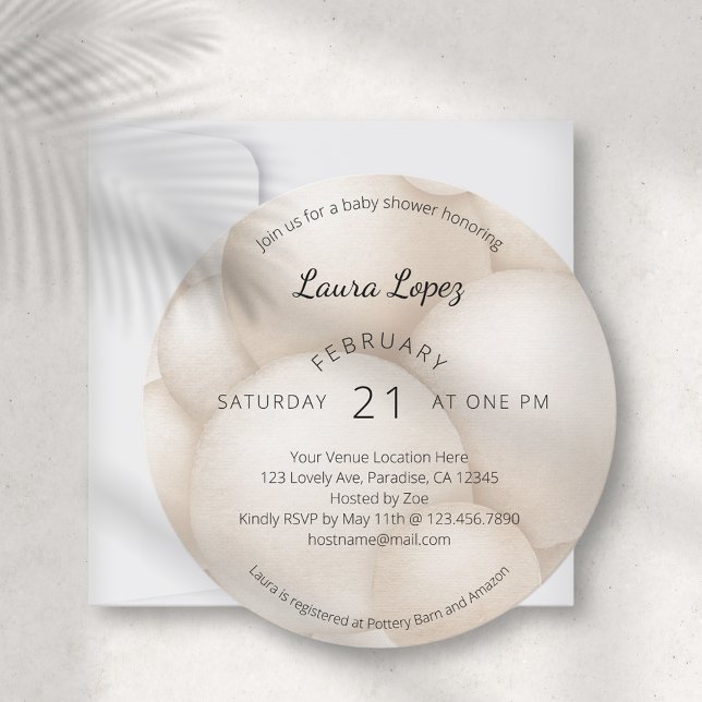 Modern Beige Balloons Baby Shower-inbjudan Julkort (Skapare uppladdad)