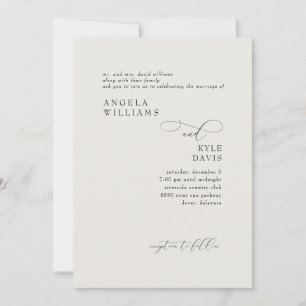 Modern Beige Bride Parents bröllopsinbjudan Inbjudningar