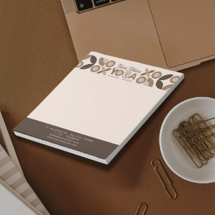 Modern Beige Brown Geometric Mönster Yoga Studio Anteckningsblock
