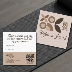 Modern Beige Brown Mönster Yoga Studio Rabattkort