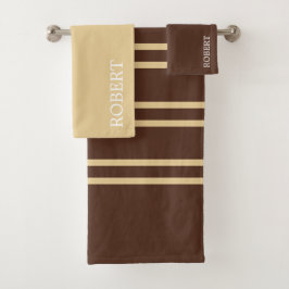 modern Beige &Brown Stripes Pattern Custom Name