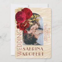 Modern Beige Burgundy Blommigt Arch Photo Bröllop