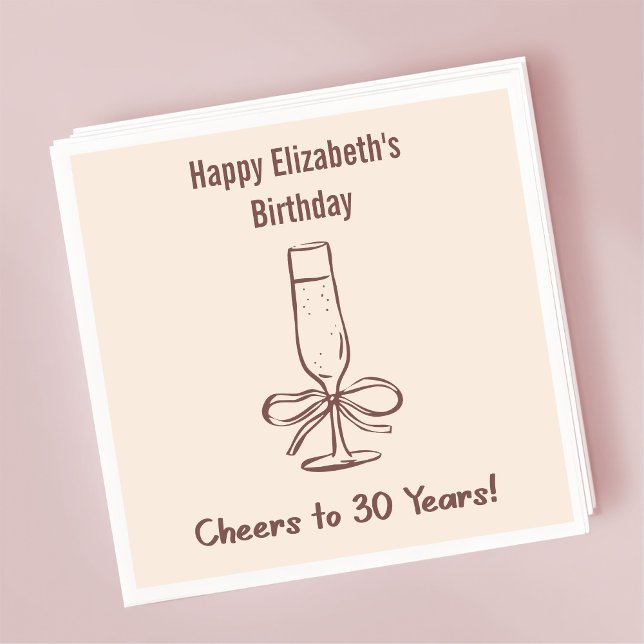 Modern Beige Cheers till 30 års födelsedagskvot Pappersservett (Skapare uppladdad)