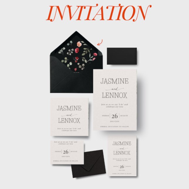 Modern Beige Cream-bröllopsinbjudan Inbjudningar (Skapare uppladdad)