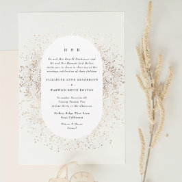 Modern Beige Cream Guld Monogram Oval Arch Inbjudningar