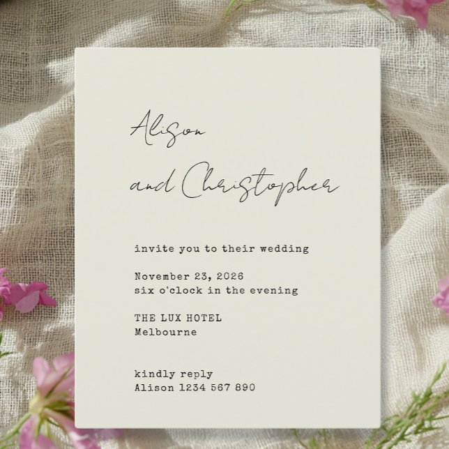 Modern Beige Elegant Bröllopsinbjudan i Script-sti (Skapare uppladdad)