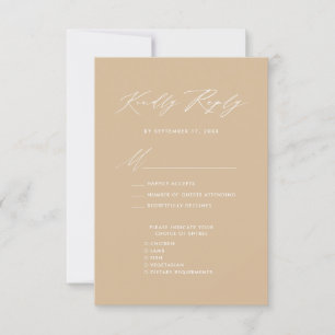 Modern Beige Elegant Script Enkel Bröllop OSA Kort