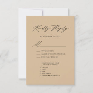 Modern Beige Elegant Script Enkel Bröllop OSA Kort
