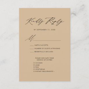 Modern Beige Elegant Script Enkel Bröllop OSA Tilläggskort